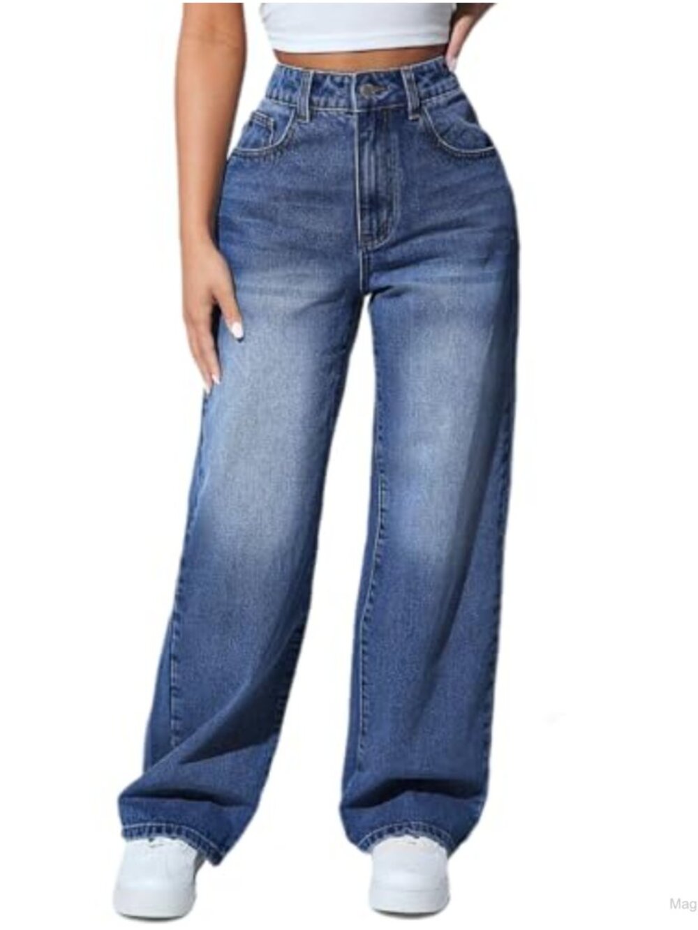 Straight Leg High Waisted Boyfriend Jeans Stretch Denim Pants